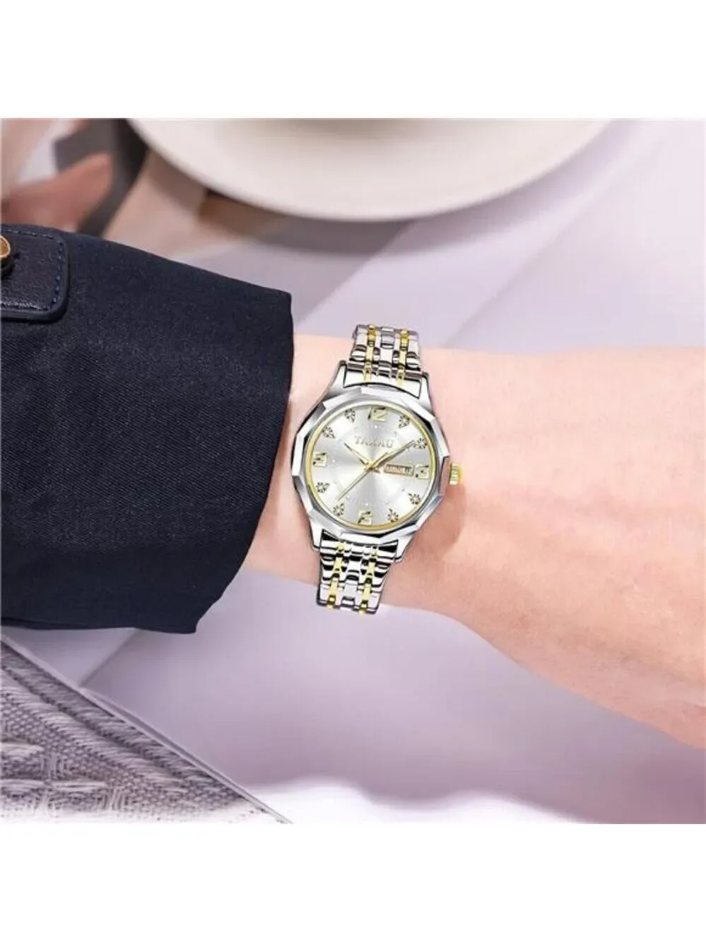 Taxau Womens Luxury Diamond Watch Gold Silver Waterproof Quartz Small Wrist